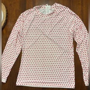 Young girls Roller Rabbit rash guard. White with pink hearts.
